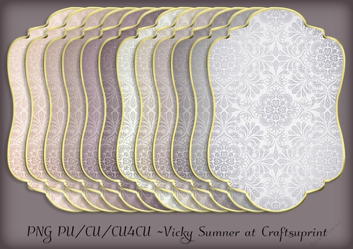 Dusky Damask Gold Edged Shaped Topper 1