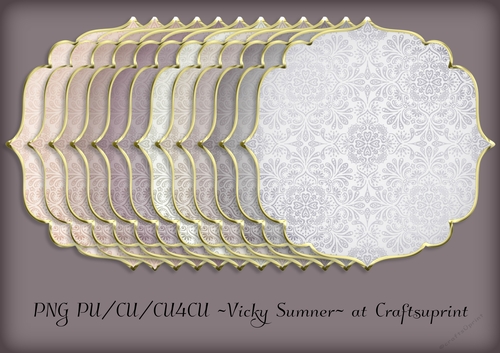 Dusky Damask Gold Edged Shaped Topper 2