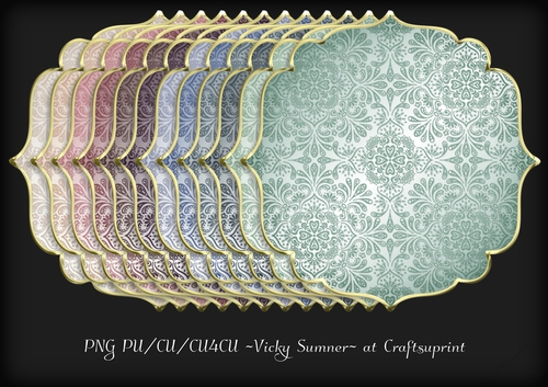 Soft Spring Damask Gold Edged Shaped Topper 2