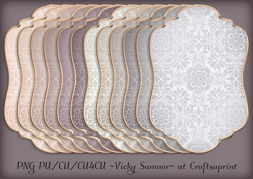 Dusky Damask Shaped Bronze Edged Topper