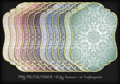 Soft Spring Damask Gold Edged Shapped Topper 1