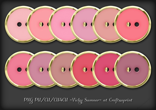 Pink Hues Gold Edged Button
