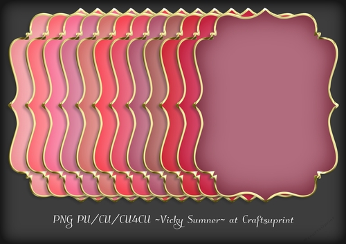 Pink Hues Gold Edged Shaped Mat 1