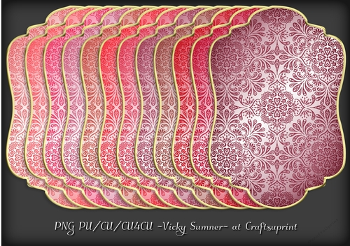 Pink Hues Gold Edged Damask Mat 1