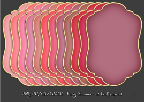Pink Hues Gold Edged Shaped Mat 1
