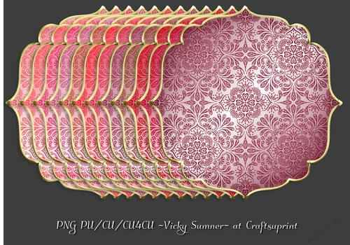 Pink Hues Gold Edged Damask Mat 2