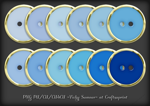 Blue Hues Gold Edged Button