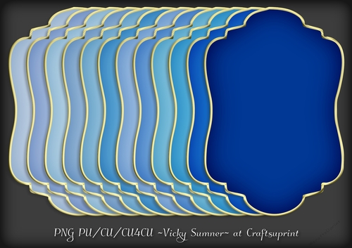 Blue Hues Gold Edged Shaped Mat 1