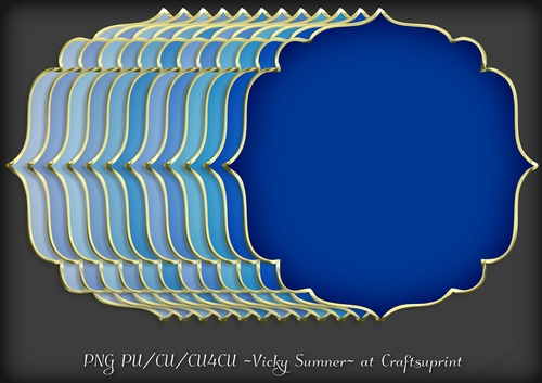 Blue Hues Gold Edged Shaped Mat 2