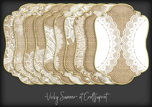 Burlap and Lace Gold Edged Mat 1