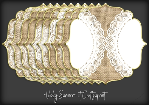 Burlap and Lace Gold Edged Mat 2