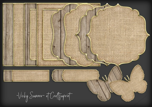 Wood and Burlap Gold Edged Mini Kit