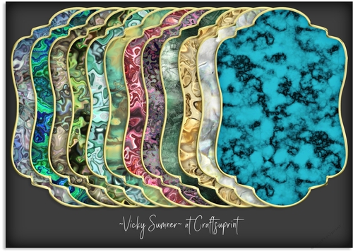Gem Stone Gold Edged Shaped Mat 1