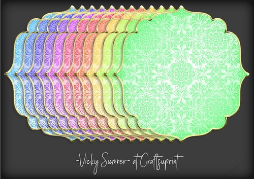 Pastel Damask Gold Edged Shaped Mat 2