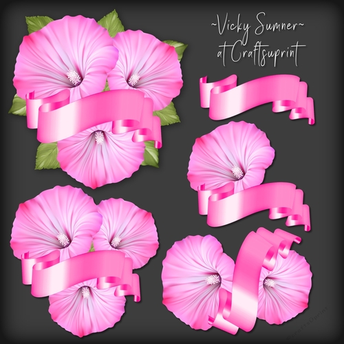 Pink Flower and Banner Cluster 