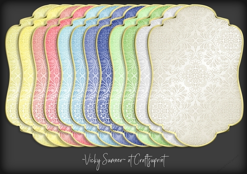 Macaroon Gold Edged Damask Shaped Mat 1