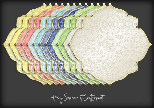 Macaroon Gold Edged Damask Shaped Mat 2