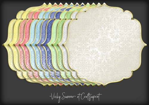 Macaroon Gold Edged Damask Shaped Mat 3