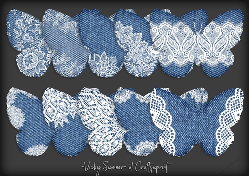 Denim and Lace Butterfly