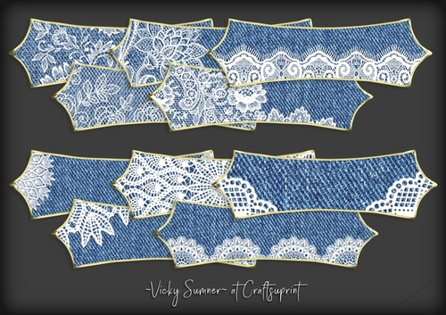 Denim and Lace Gold Edged Pointed Sentiment Tag