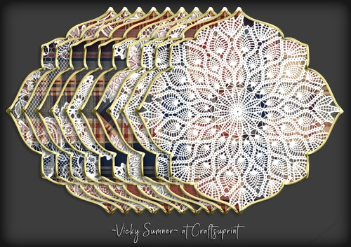 Tartan and Lace Gold Edged Shaped Mat 2