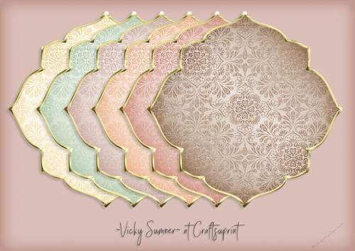 Desert Gold Edged Damask Shaped Mat 2