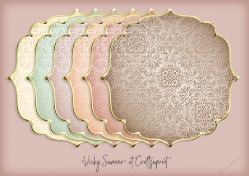Desert Gold Edged Damask Shaped Mat 3