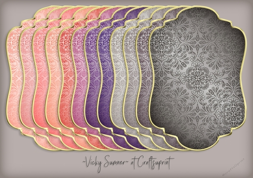 Sunset Gold Edged Damask Shaped Mat 1
