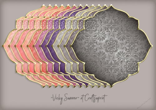 Sunset Gold Edged Damask Shaped Mat 2