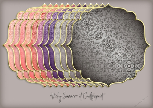 Sunset Gold Edged Damask Shaped Mat 3