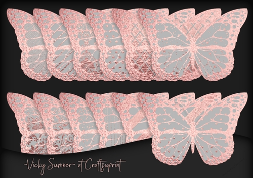 Rose Gold Foil and Grey Butterfly
