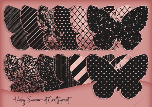 Rose Gold and Black Butterfly