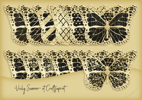 Gold Foil and Black Butterfly