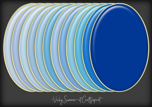 Blue Hues Gold Edged Oval Mat