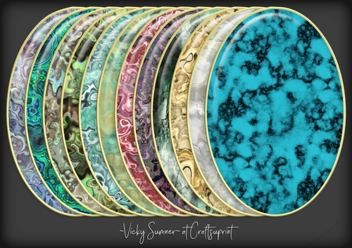 Gem Stone Gold Edged Oval Mat