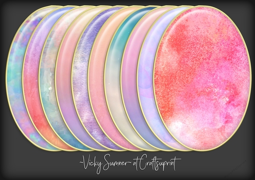 Pastel Watercolour Gold Edged Oval Mat