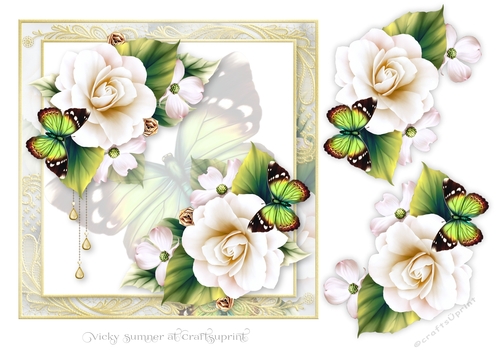 Opulent Green Butterfly Card Front