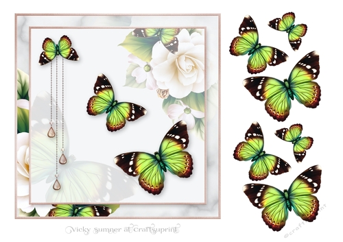Opulent Simlpy Green Butterflies Card Front