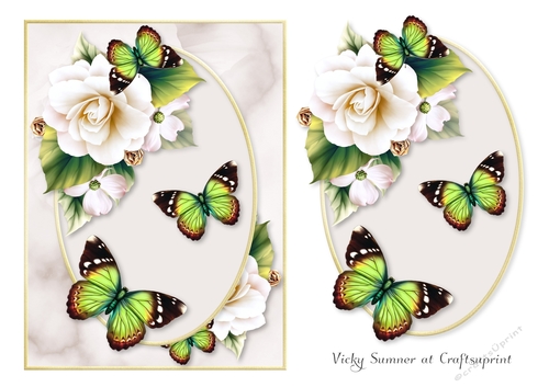 Opulent Green Butterfly Card and Topper 1