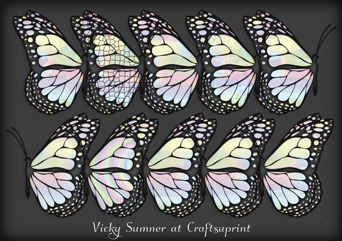 Abstract Pastel Black Docked Butterfly