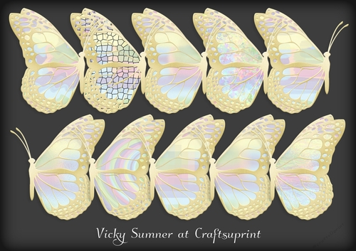 Abstract Pastel Gold Docked Butterfly