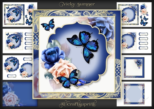 Opulent Blue Rose and Butterfly Mini Kit