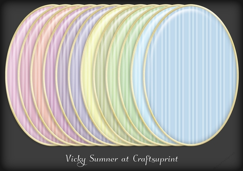 Abstract Colour Match Striped Gold Edged Oval Mat