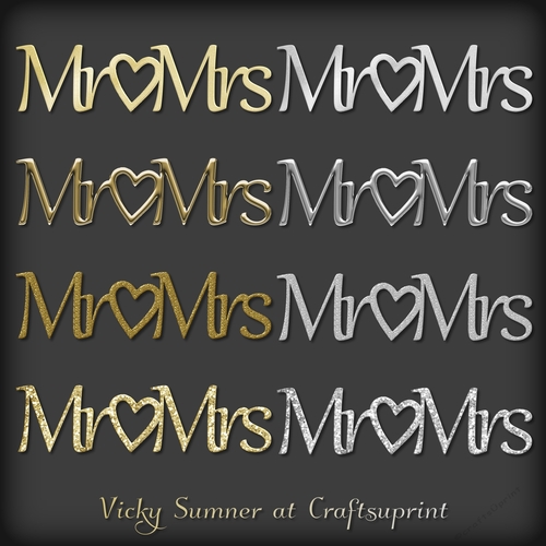 Mr and Mrs with Heart Gold and Silver Embelishment 