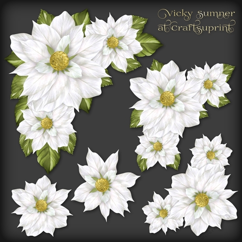 Christmas Floral White Decoupage 1