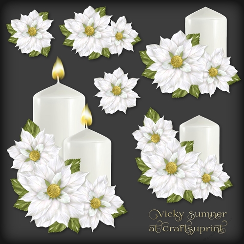 Christmas Floral White Decoupage 3