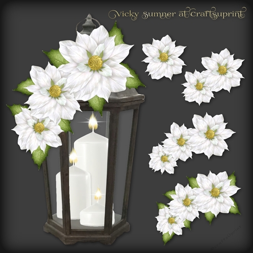 White Poinsettia and Lantern Decoupage 2