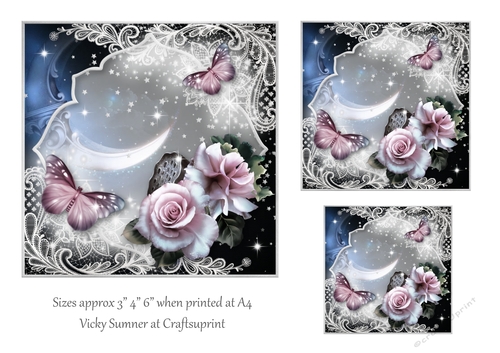 The Rose and The Butterfly under the Moonlight Toppers