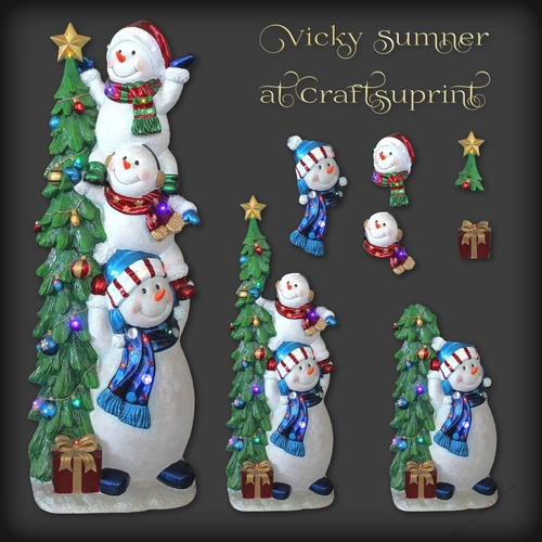 Snowman Pile Decoupage