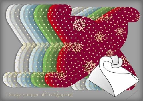 Christmas 3 Twisted Gift Box Gold Dot and Snowflake